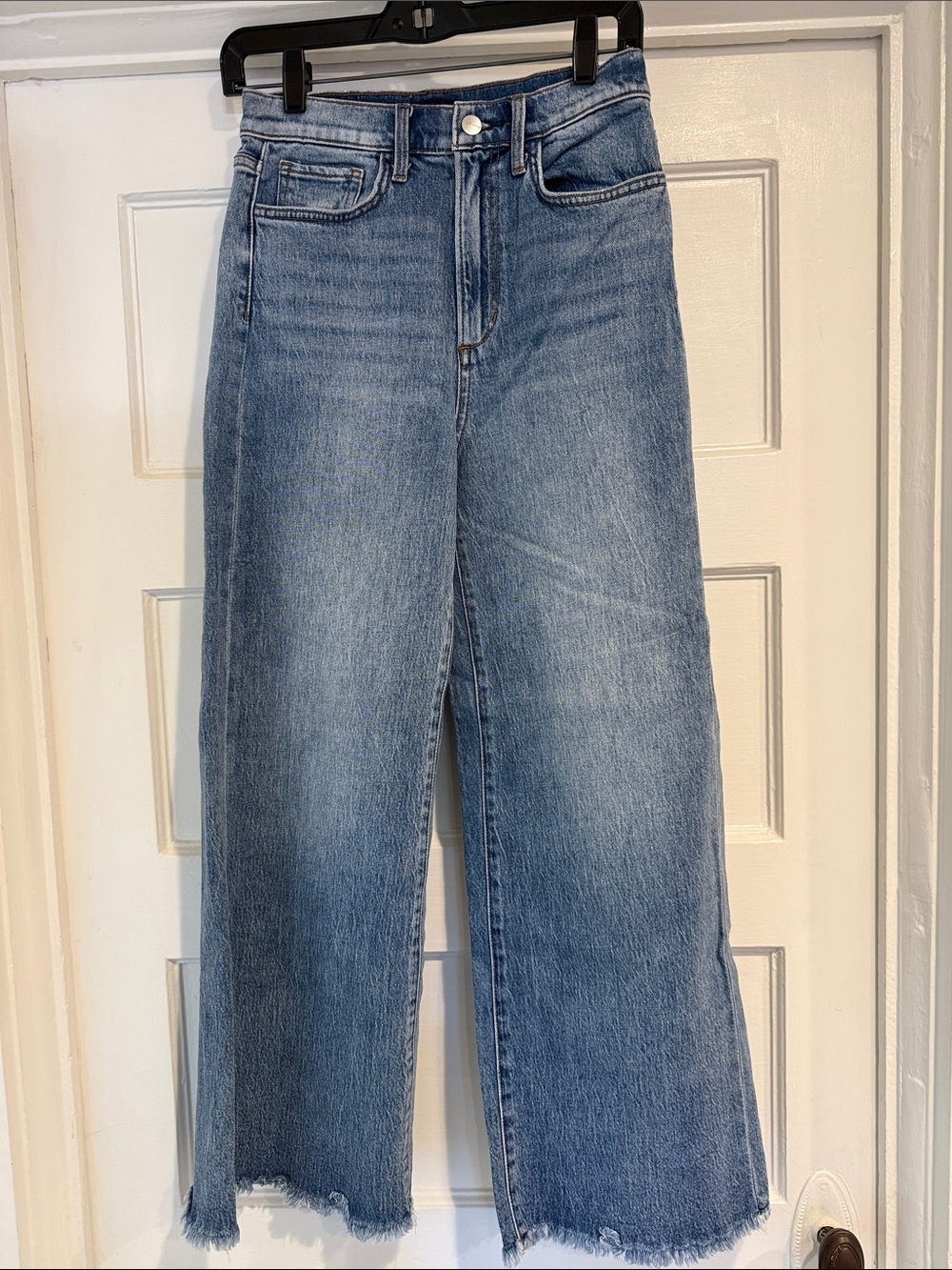 Joe's Jeans The Mia High Rise Wide Leg Ankle Jeans Raw Hem Size 26
